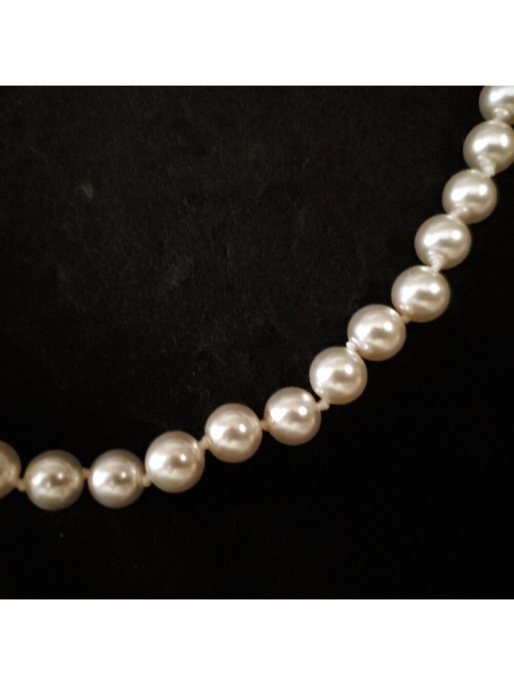 Vintage Glass Faux Pearl Necklace Beaded Knotted Gold Tone Anne Klein 22"